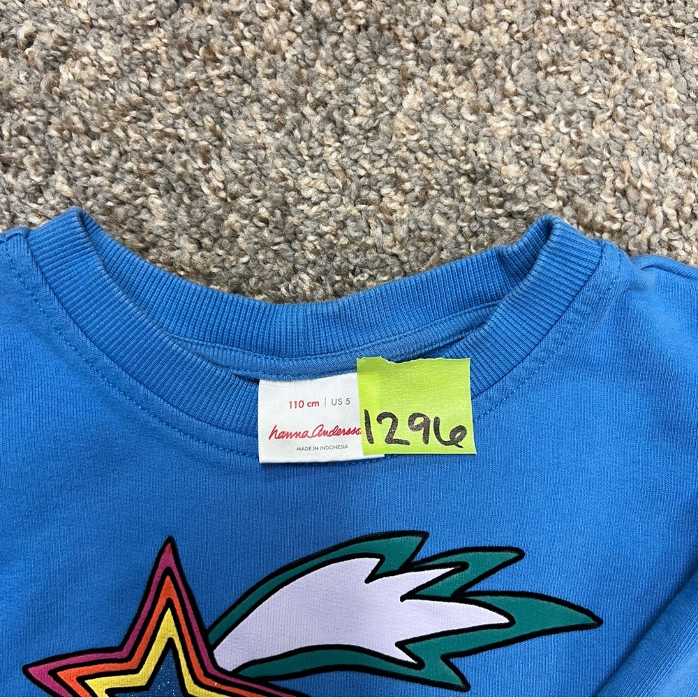 Hanna Andersson sweatshirt girls 5 blue crewneck shooting star rainbow - Picture 6 of 10